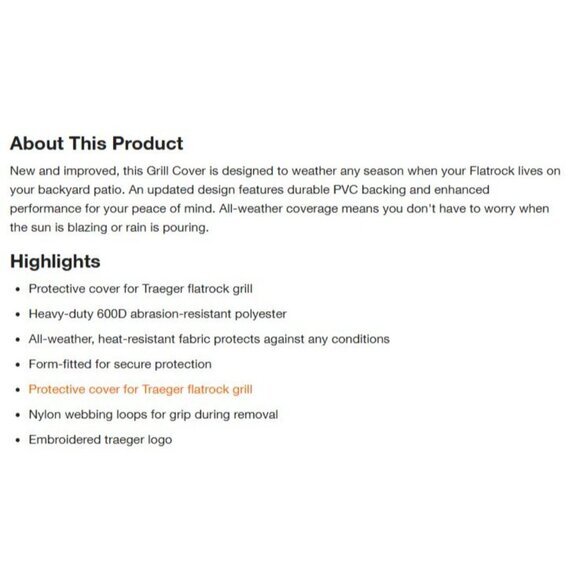 Traeger Flatrock Grill Cover BAC758. Heavy Duty Abrasion Resistant. New in Box - Picture 9 of 15